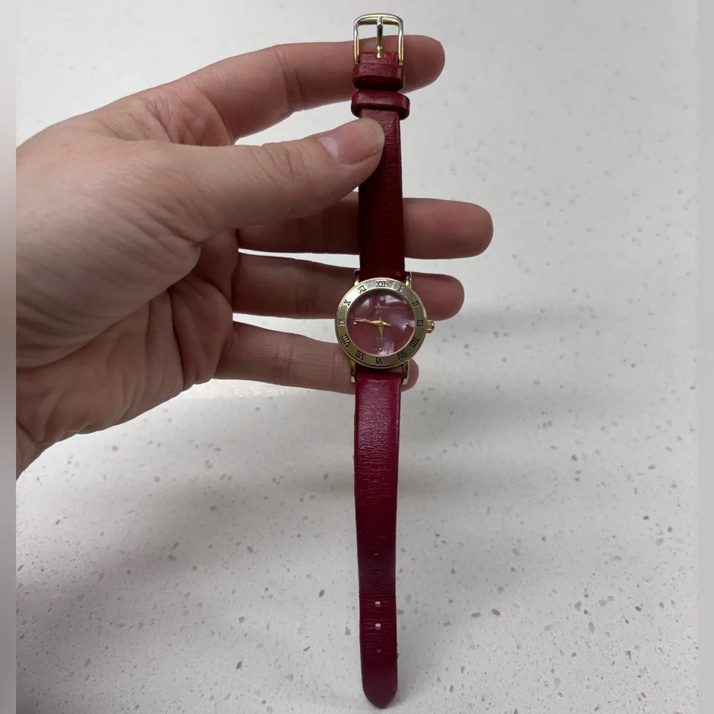 Vintage St. Marin Quartz Red Leather and Gold-Tone Women's Watch